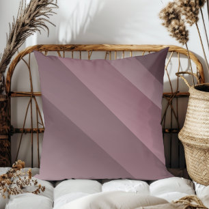 Simple Elegant Modern Diagonal Stripes Dark Mauve Cushion