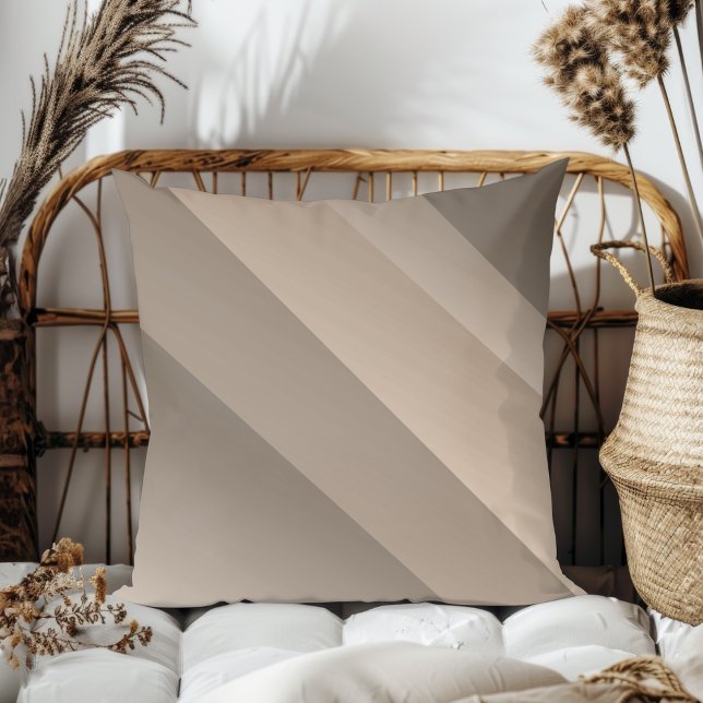 Simple Elegant Modern Diagonal Stripes Tan Cushion (Creator Uploaded)