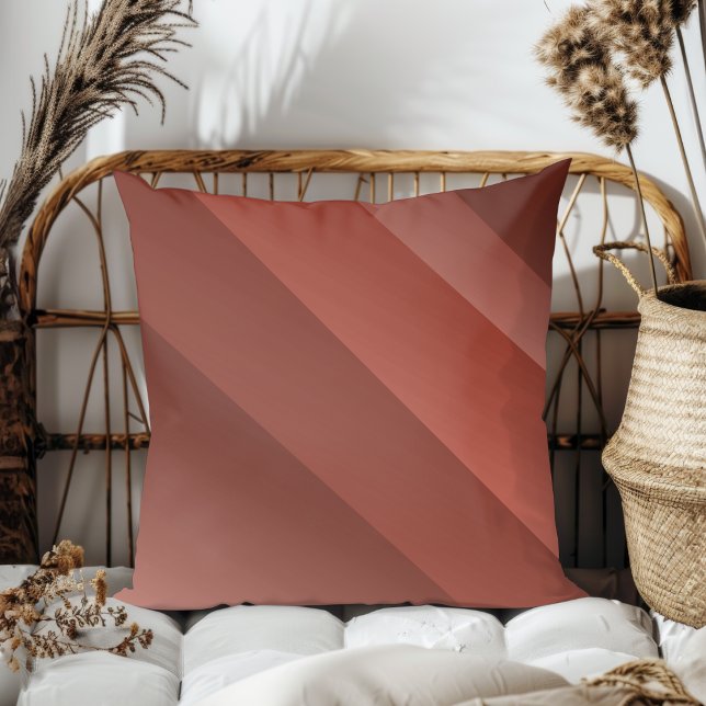 Simple Elegant Modern Diagonal Stripes Terracotta Cushion (Creator Uploaded)