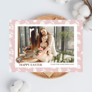 Simple Elegant Modern Easter Egg family photo Holiday Card