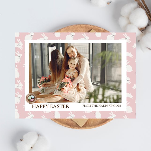 Simple Elegant Modern Easter Egg family photo Holiday Card (Creator Uploaded)