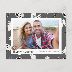 Simple Elegant Modern Easter Egg family photo Holiday Postcard