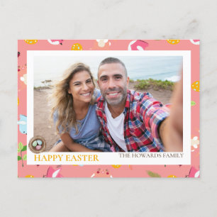 Simple Elegant Modern Easter Egg family photo Holiday Postcard