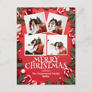 simple elegant Modern Family Christmas Photo Holiday Postcard