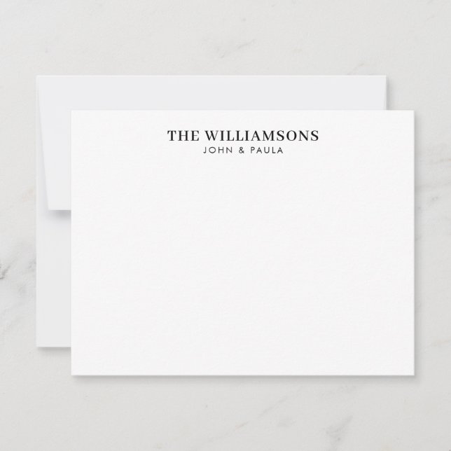 Simple Elegant Modern Family Name Black Font Card (Front)