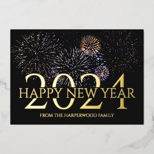 Simple Elegant Modern Firework Happy New Year