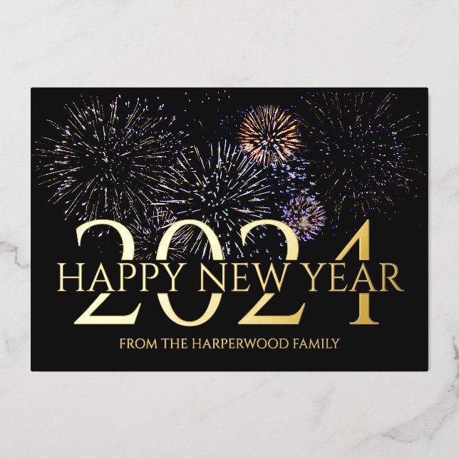 Simple Elegant Modern Firework Happy New Year (Front)