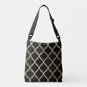 Simple Elegant Modern Gold Moroccan Pattern Crossbody Bag