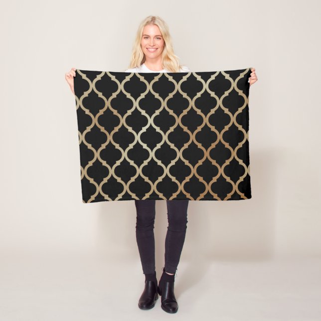 Simple Elegant Modern Gold Moroccan Pattern | Fleece Blanket (In Situ)