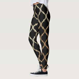Simple Elegant Modern Gold Moroccan Pattern Leggings
