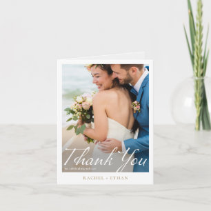Simple Elegant Modern Gold Photo Wedding Thank You Card