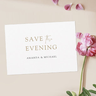 Simple Elegant Modern Gold Save the Evening Save The Date