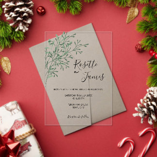 Simple Elegant Modern Greenery wedding  Acrylic Invitations