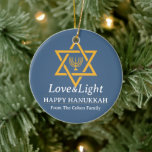 Simple Elegant Modern Hanukkah family Photo Ceramic Tree Decoration<br><div class="desc">Simple Elegant Modern Hanukkah family Photo</div>