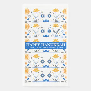 Simple Elegant Modern Hanukkah family Photo Napkin