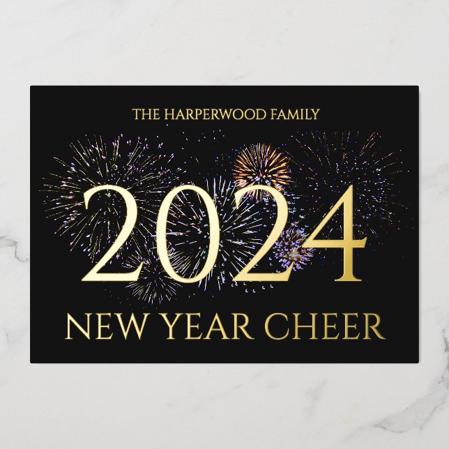 Simple Elegant Modern Happy New Year One Photo (Front)