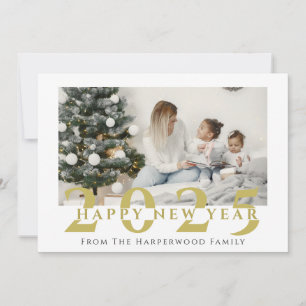 Simple Elegant Modern Happy New Year One Photo Hol Holiday Card