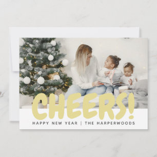 Simple Elegant Modern Happy New Year One Photo Hol Holiday Card
