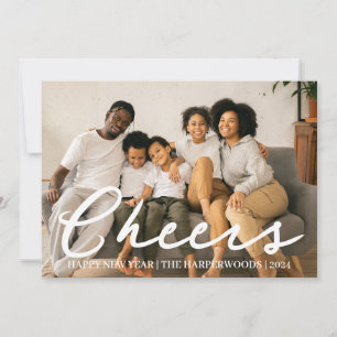Simple Elegant Modern Happy New Year One Photo Holiday Card