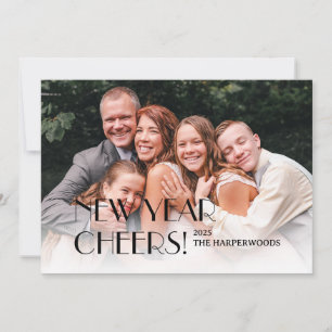 Simple Elegant Modern Happy New Year One Photo Holiday Card