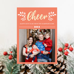 Simple Elegant Modern Happy New Year One Photo Holiday Card