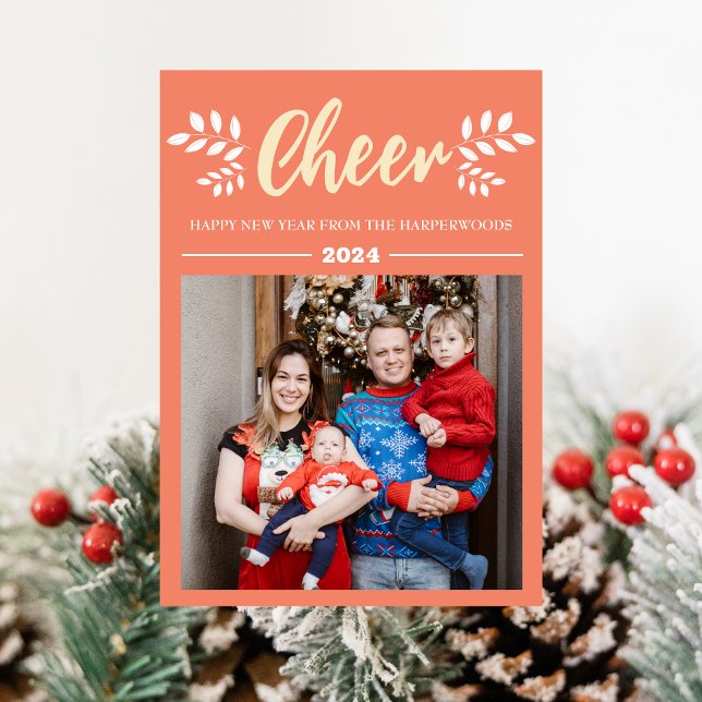 Simple Elegant Modern Happy New Year One Photo Holiday Card (Creator Uploaded)