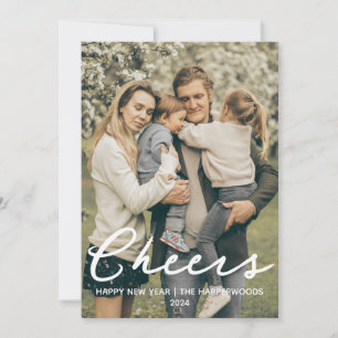 Simple Elegant Modern Happy New Year One Photo Holiday Card