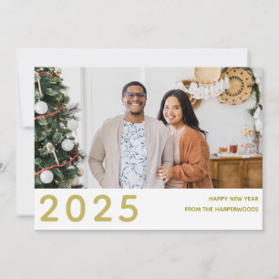 Simple Elegant Modern Happy New Year One Photo Holiday Card