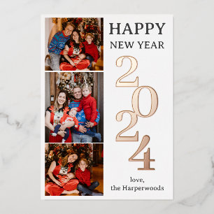 Simple Elegant Modern Happy New Year Three Photo