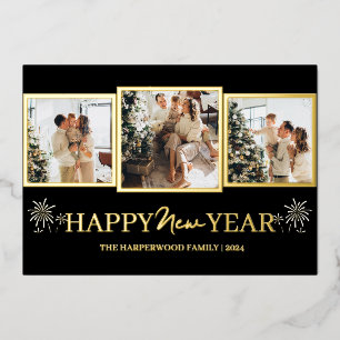 Simple Elegant Modern Happy New Year Three Photo