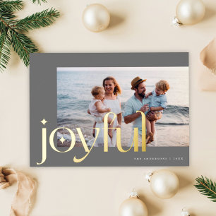 Simple Elegant Modern Joyful 1 Photo Grey Gold 