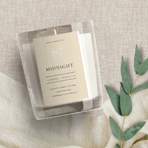 SIMPLE ELEGANT MODERN KRAFT BLUSH HEART CANDLE FOOD LABEL