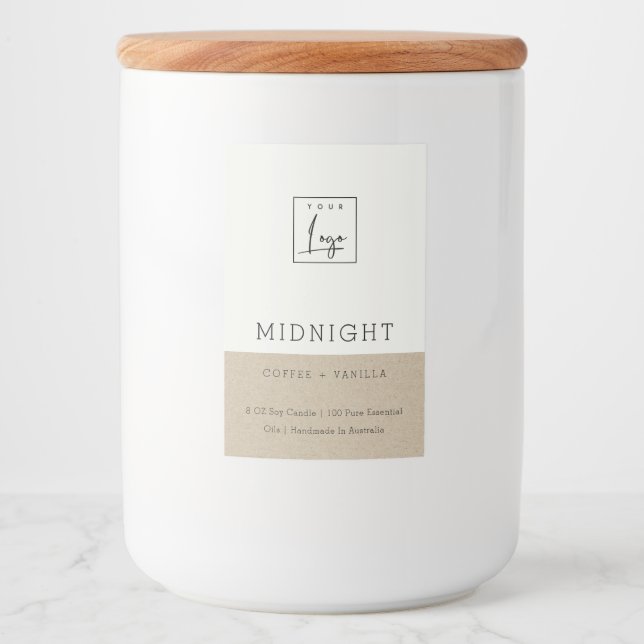 SIMPLE ELEGANT MODERN KRAFT WHITE LOGO CANDLE FOOD LABEL (Front)