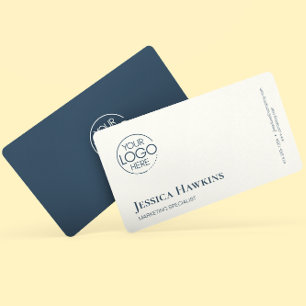 Simple Elegant Modern Logo Navy Blue Professional Business Card