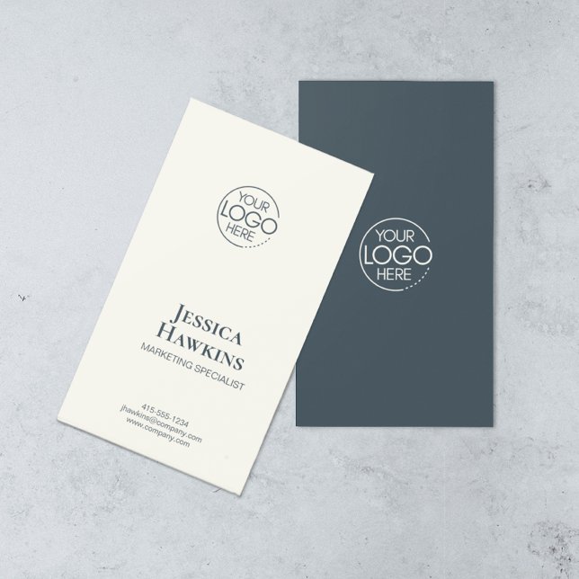 Simple Elegant Modern Logo Navy Blue Professional Business Card (Creator Uploaded)