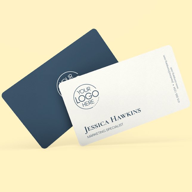 Simple Elegant Modern Logo Navy Blue Professional Business Card (Creator Uploaded)
