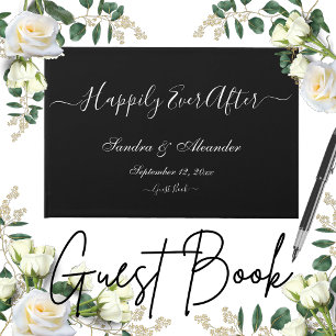 Simple Elegant modern Minimal Black White wedding  Guest Book