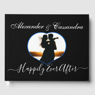 Simple Elegant modern Minimal Black White wedding Guest Book