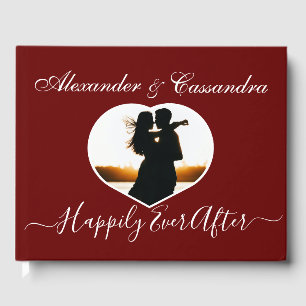 Simple Elegant Modern Minimal Burgundy Red wedding Guest Book