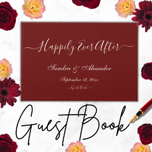 Simple Elegant Modern Minimal Burgundy Red wedding Guest Book