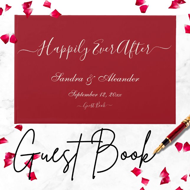 Simple Elegant Modern Minimal Classic Red wedding Guest Book (Creator Uploaded)