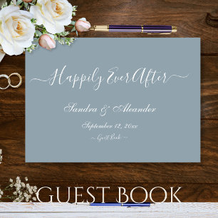 Simple Elegant Modern Minimal Dusty Blue wedding Guest Book