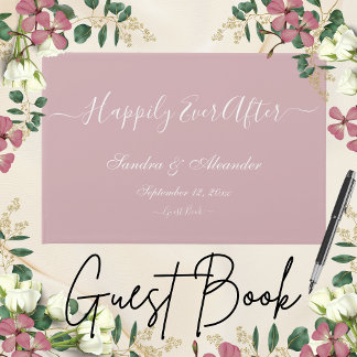 Simple Elegant Modern Minimal Dusty Rose wedding Guest Book