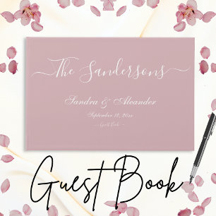 Simple Elegant Modern Minimal Dusty Rose wedding Guest Book