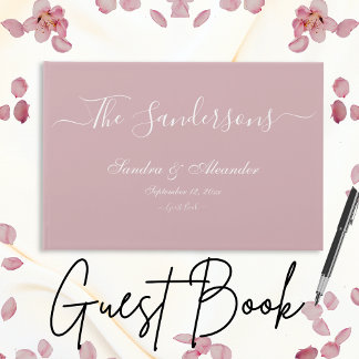 Simple Elegant Modern Minimal Dusty Rose  wedding Guest Book