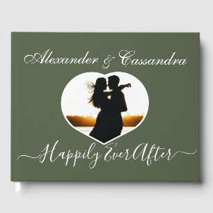 Simple Elegant modern Minimal Olive Green wedding Guest Book