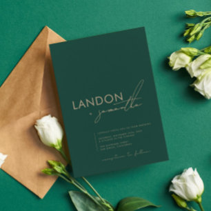 Simple Elegant Modern Minimalist Green Wedding Invitation