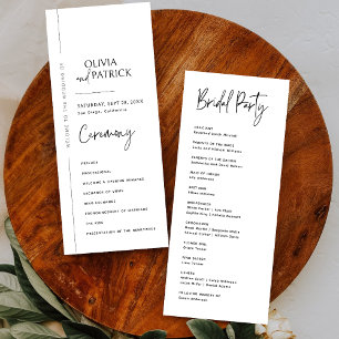 Simple Elegant Modern Minimalist Wedding Program