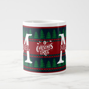 Simple Elegant Modern Monogram Christmas holiday  Large Coffee Mug