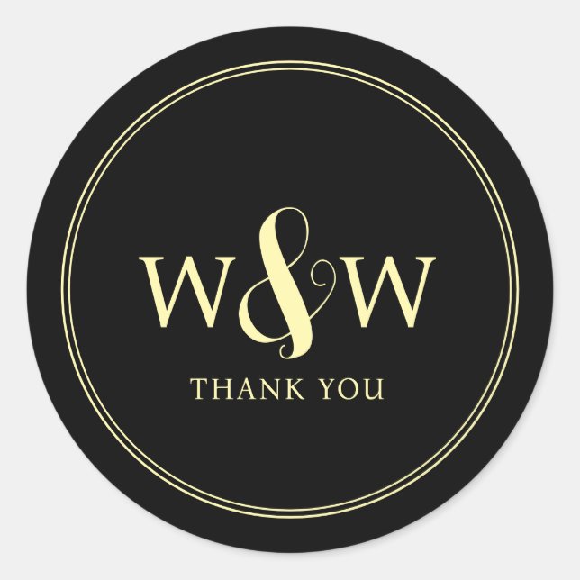 Simple Elegant Modern Monogrammed Wedding Classic Round Sticker (Front)